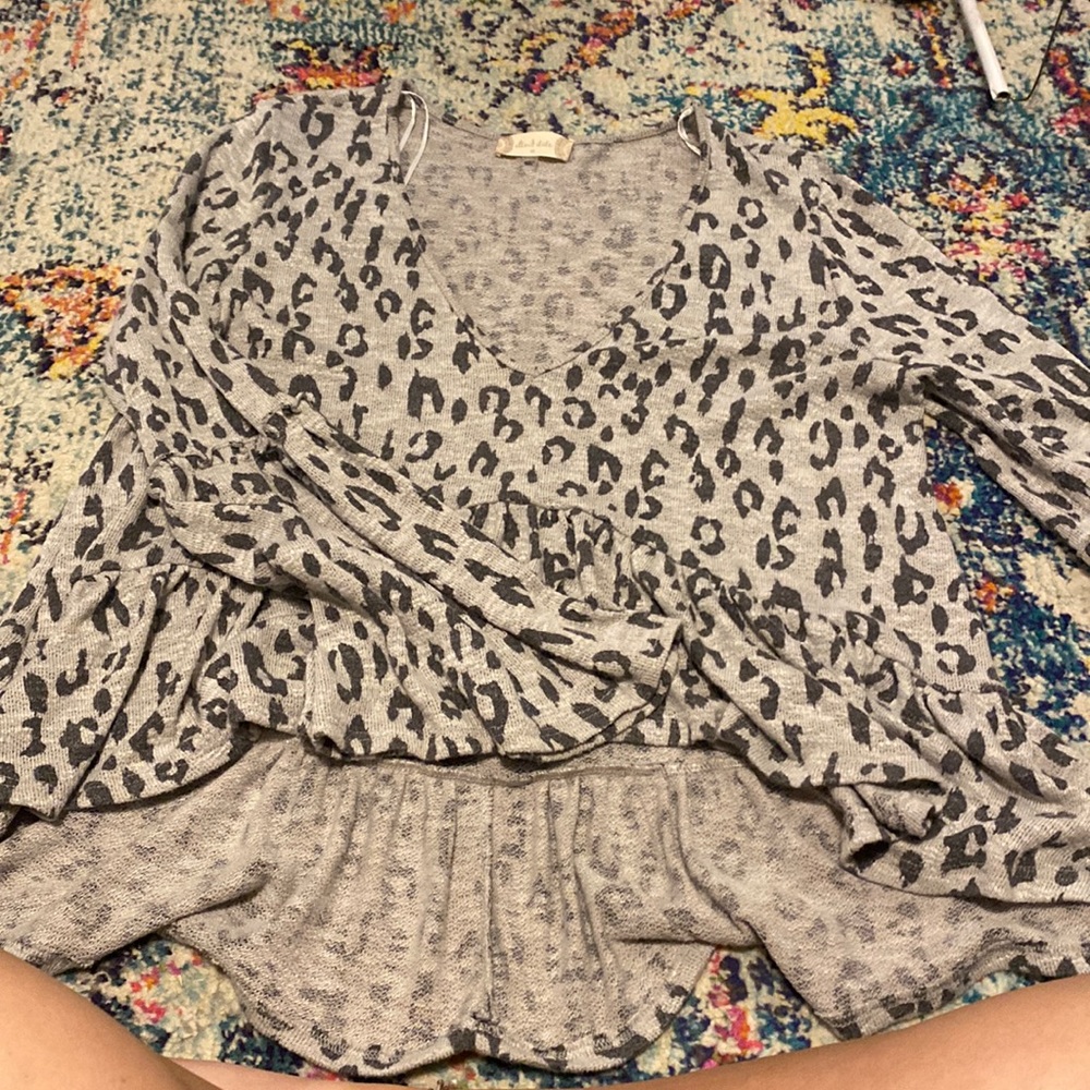 Leopard Print Top with flare sleeves